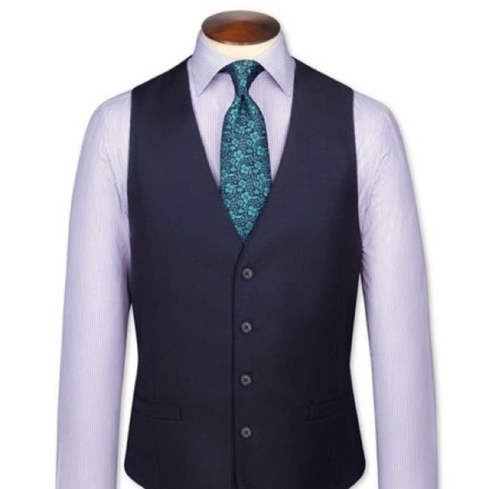 Charles Tyrwhitt Ink Blue Textured Vest